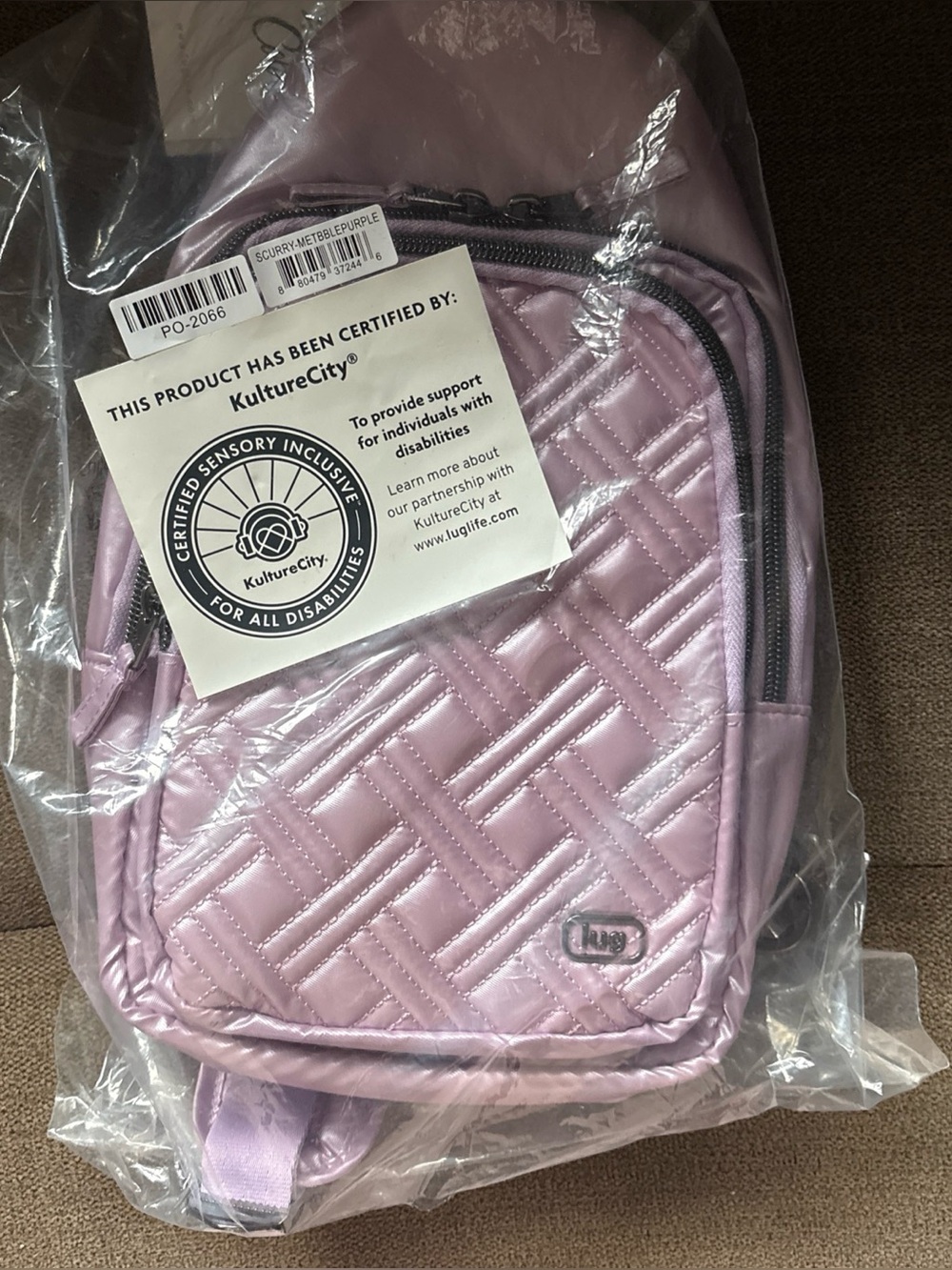 LUG Scurry Luxe Vegan Leather Sling Bag - Metallic Bubble Purple -RFID NEW